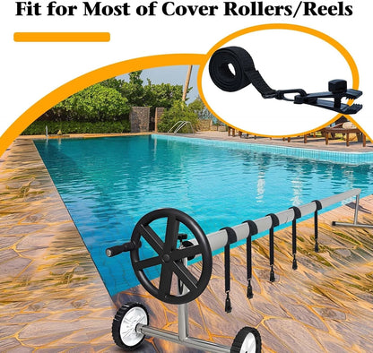 30Pcs Upgraded Pool Solar Cover Reel Straps 30 PCS, black