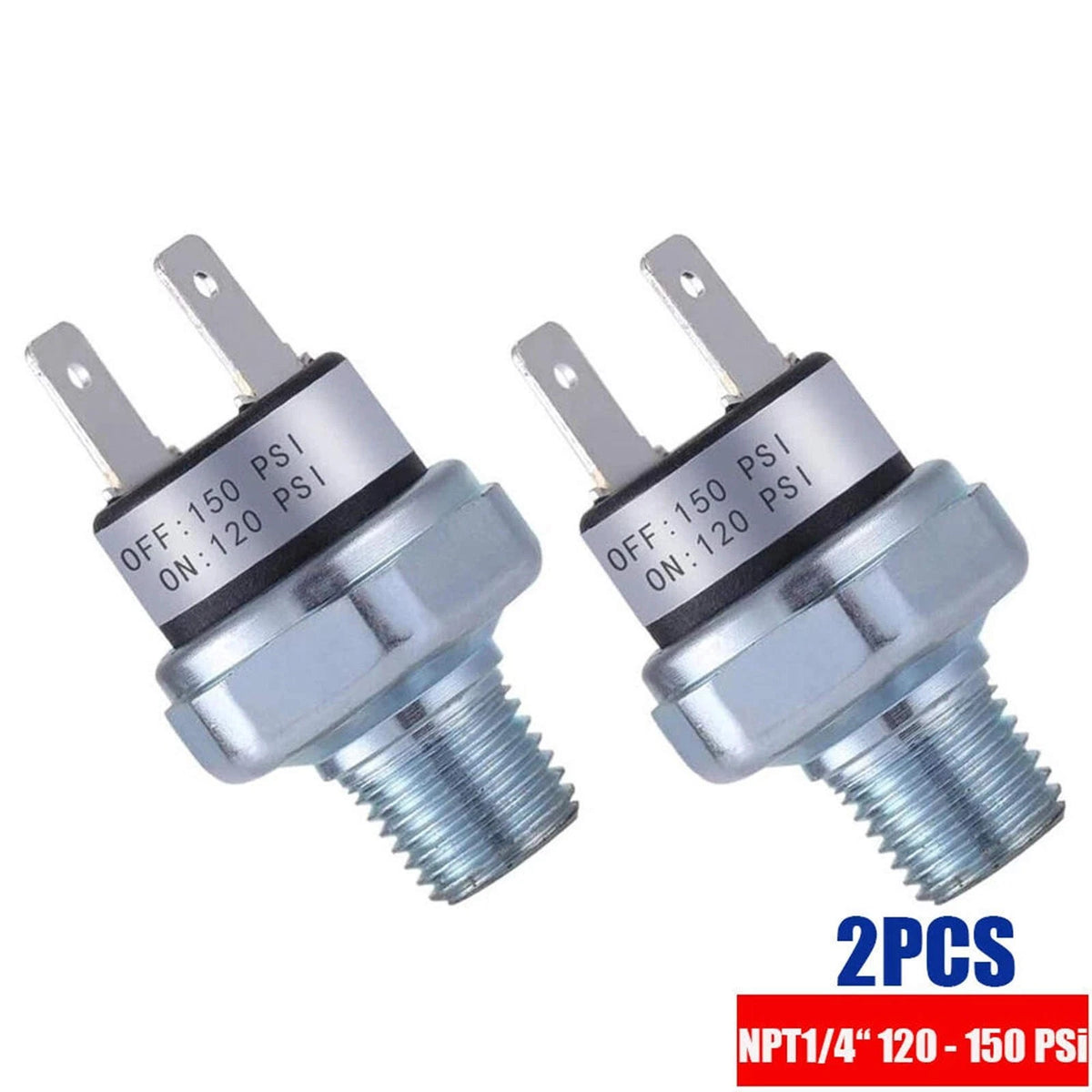 2Pcs Air Compressor Pressure Switch 120-150 PSI For Air Tank 1/4"-18 NPT Port