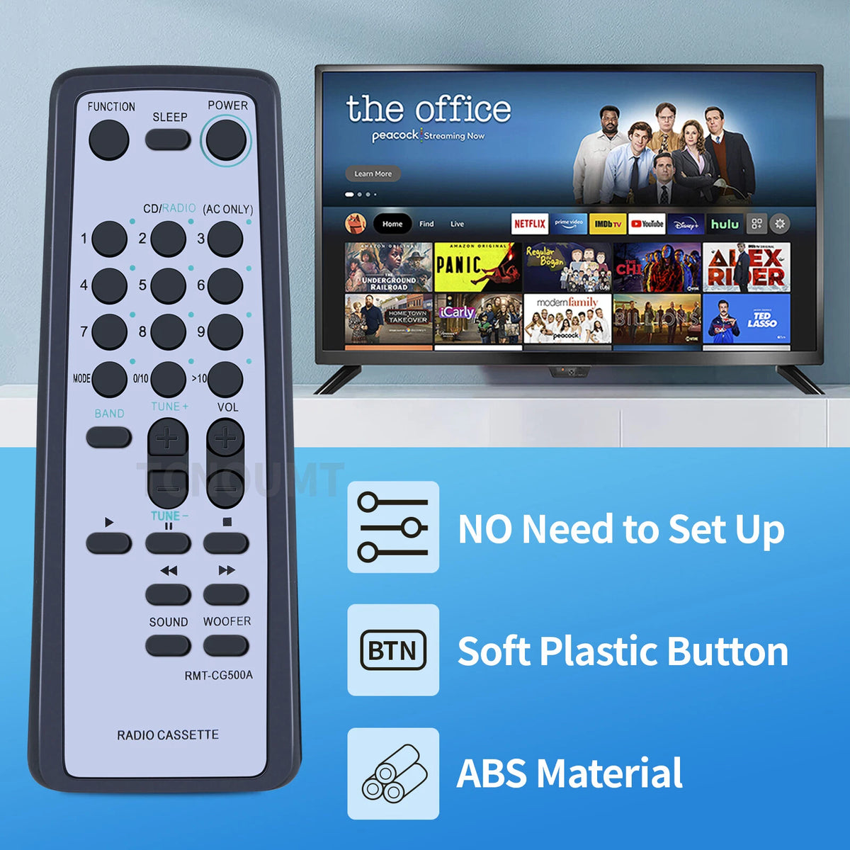 RMT-CG500A Remote Control For Sony Radio Cassette Recorder CFD-G500 CFD-G505