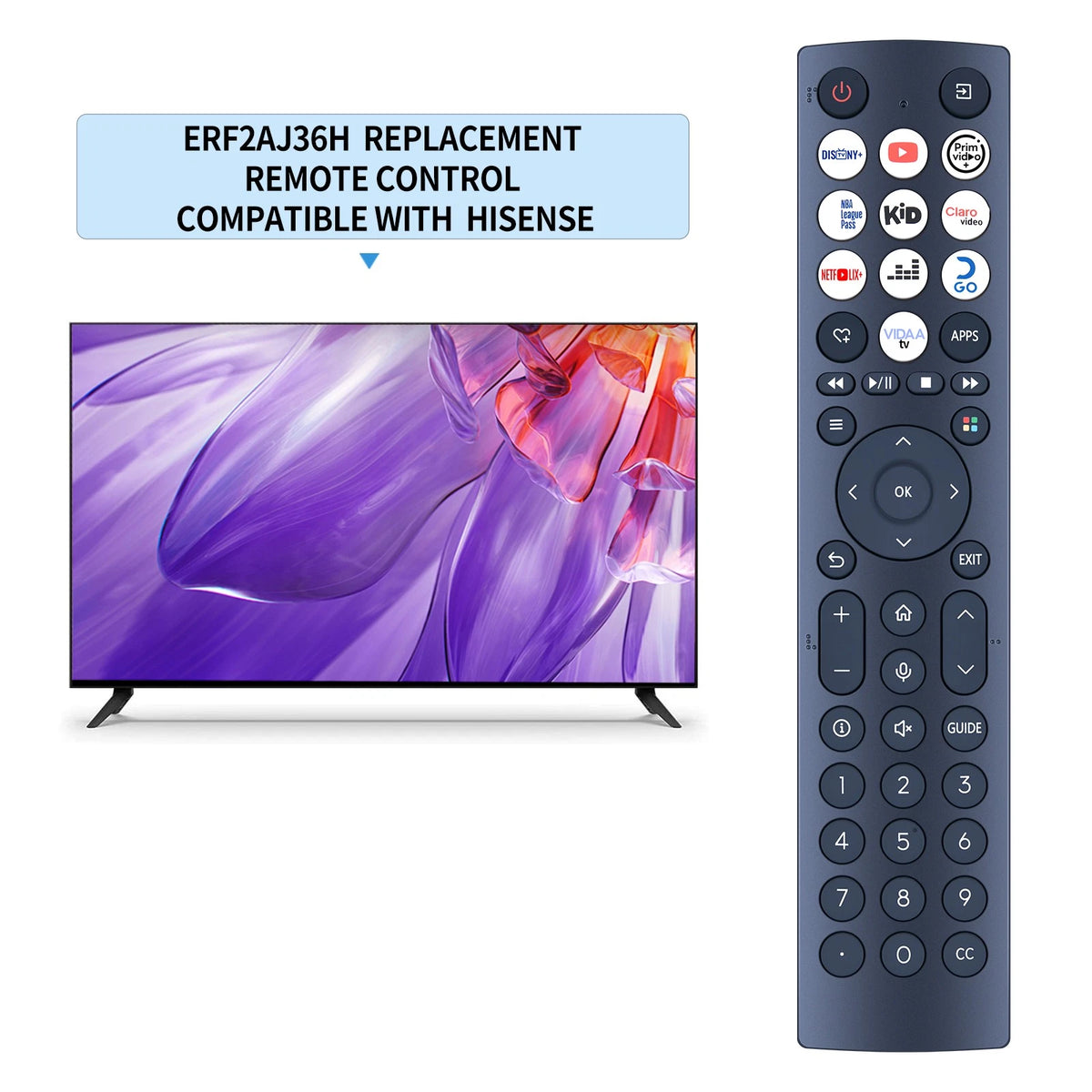 Replacement Remote Control For Hisense TV ERF2AT36H