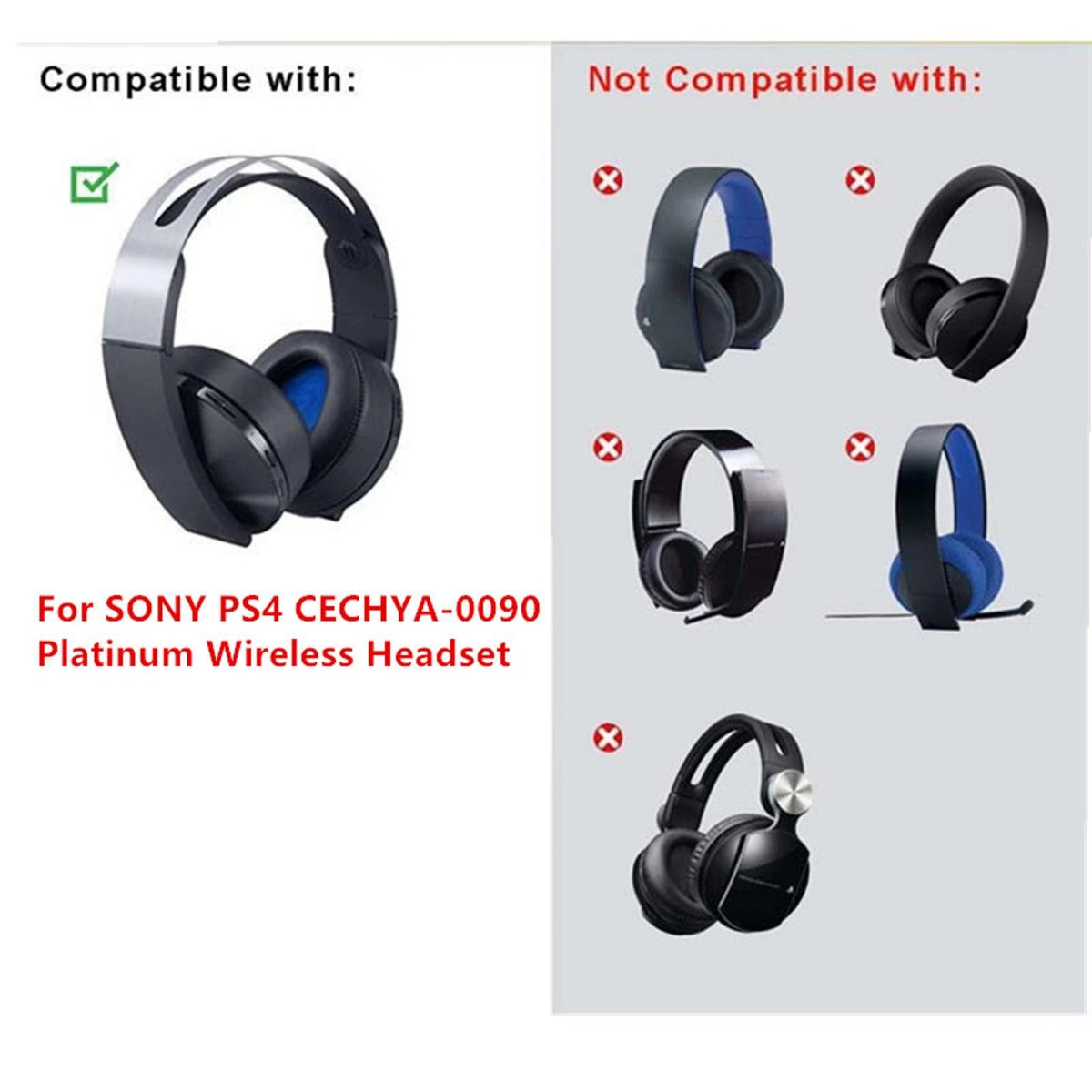 Sponge Ear Pads Cushion Cover for PlayStation 4 PS4 Platinum Wireless Headset D