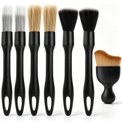 7PCS Car Detailing Brush Set, Ultra Soft Boars Bristles Interior...