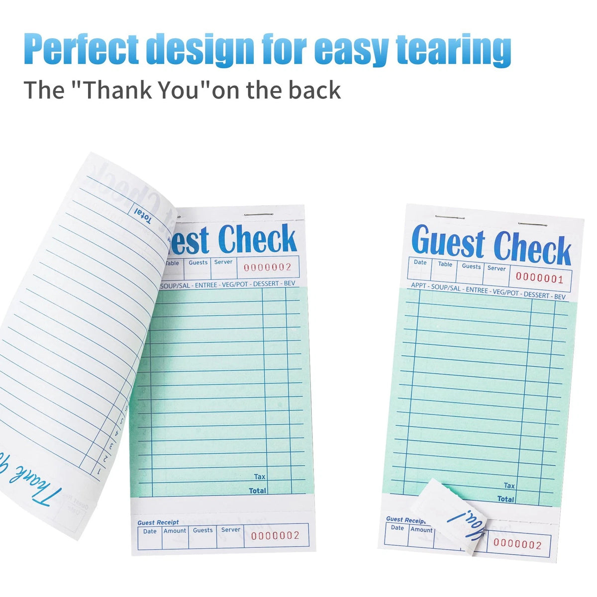 ZPARIK 24 Pack Guest Checks Books for Servers Server Note Pads, 24pcs, Green