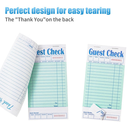 ZPARIK 24 Pack Guest Checks Books for Servers Server Note Pads, 24pcs, Green