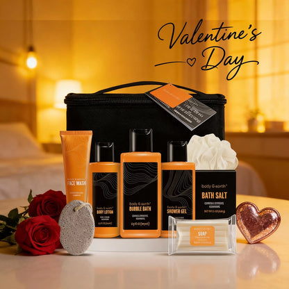 Body & Earth Cirtus 8pc Spa Gifts for Men Baskets 9 Piece Set, Citrus