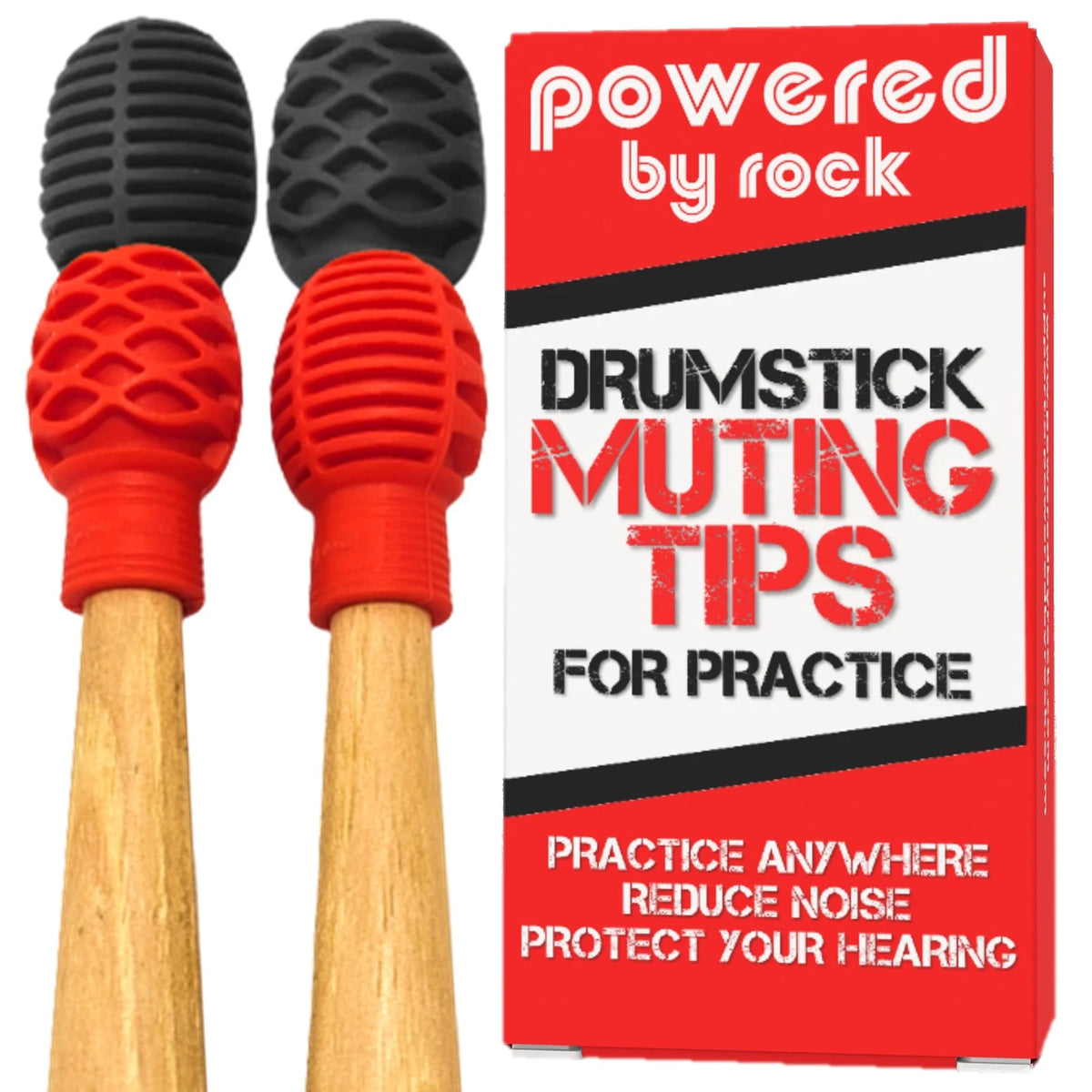 Drumstick Dampeners for Silencing Drumming Practice - Replace Red and Black