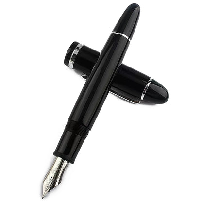 Jinhao X159 Fountain Pen Gift Black With Silver Clip Fine Nib Acrylic Screw Cap