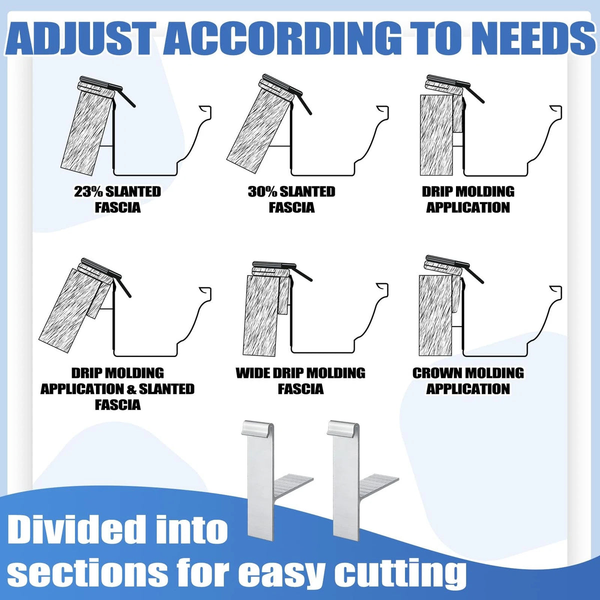 Blulu 50pcs 5 Inches Aluminum Gutter Wedges for 5 Inch K Style T, Silver/Gray