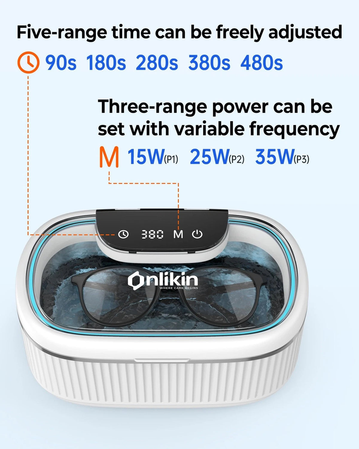 onlikin 35W Ultrasonic Jewelry Cleaner, 45KHz Retainer Cleaner for White