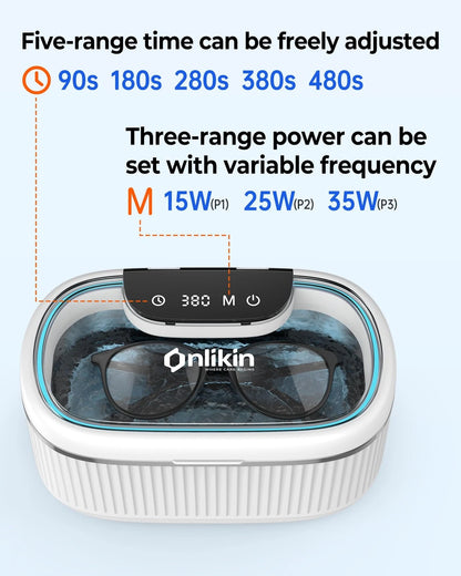 onlikin 35W Ultrasonic Jewelry Cleaner, 45KHz Retainer Cleaner for White