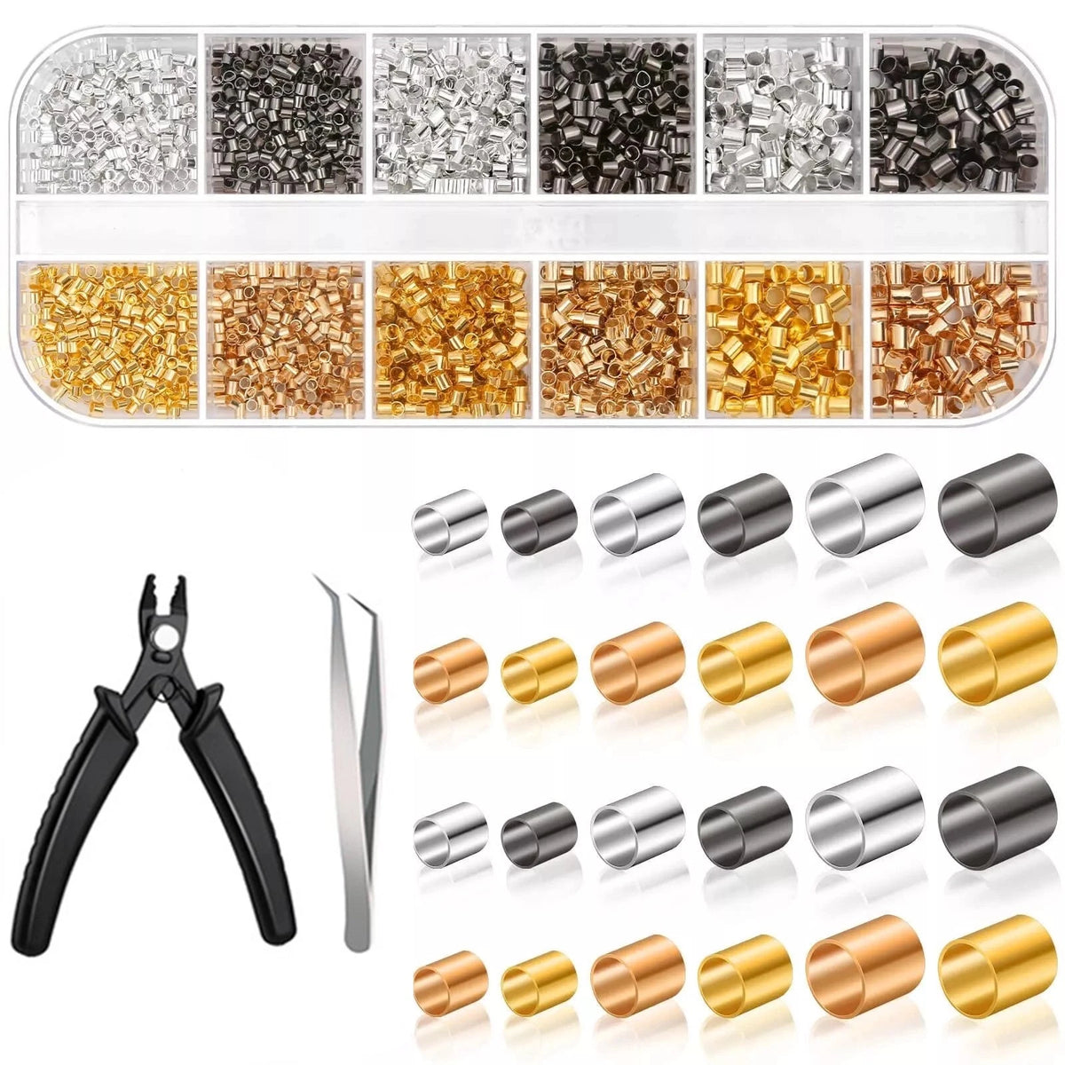 2200PCS  Plated Copper Crimping Beads Accessories For DIY Jewelry Making