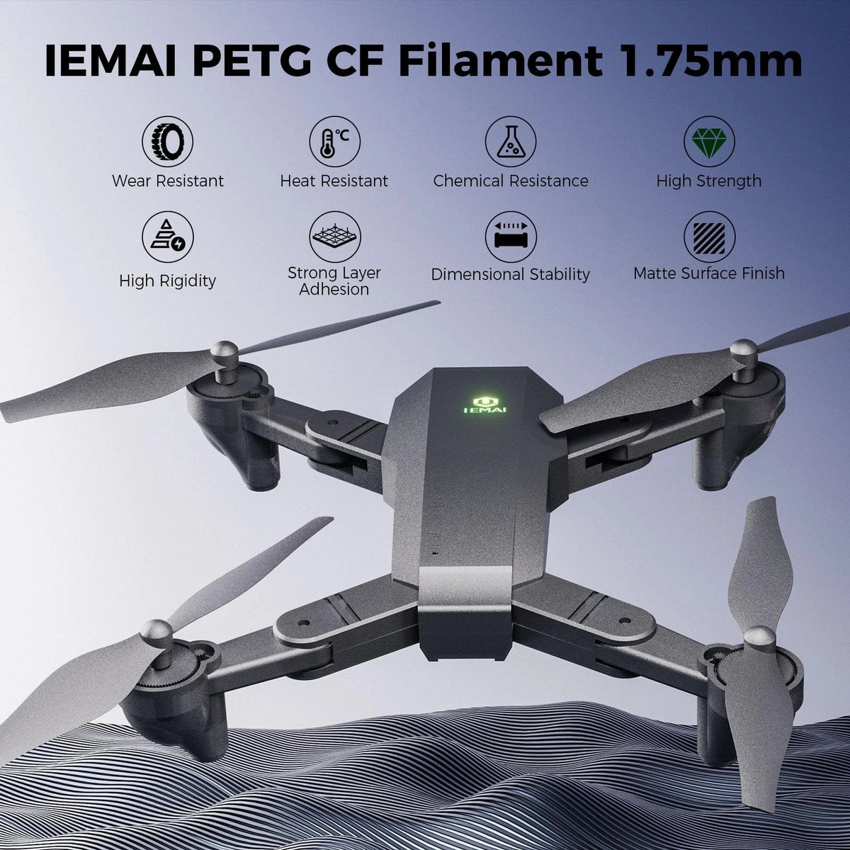 IEMAI Carbon Fiber PETG Filament 1.75mm CF, Petg Cf Matte Black 1kg