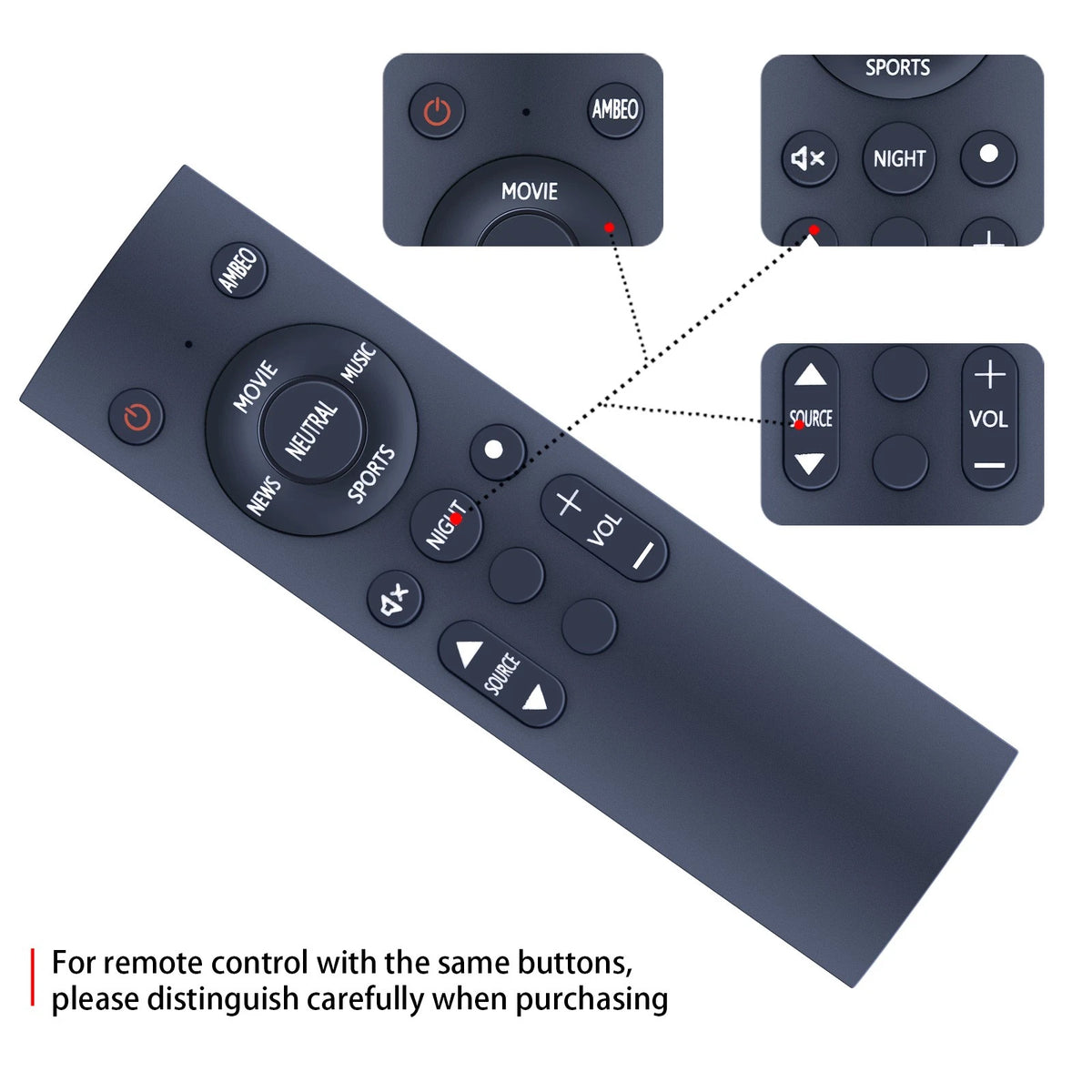 Replacement Remote Control For Sennheiser Ambeo Soundbar SB01-RC
