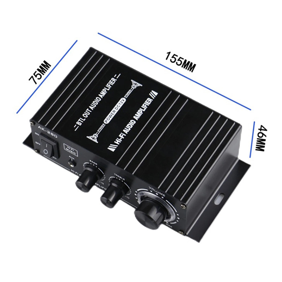 Black 2.0 Channel AK280 Mini HIFI Stereo Audio Power Digital Amplifier Speaker