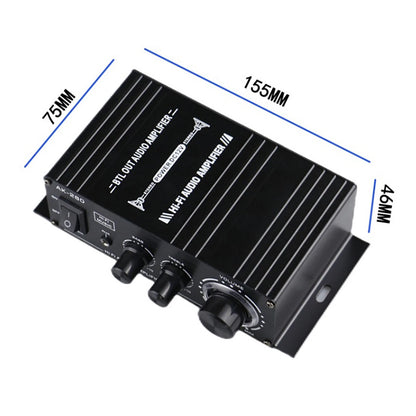 Black 2.0 Channel AK280 Mini HIFI Stereo Audio Power Digital Amplifier Speaker