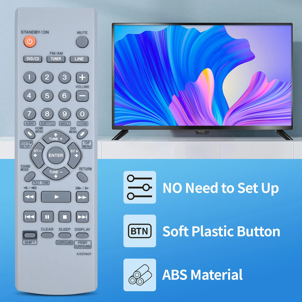 AXD7407 Replacement Remote Control For Pioneer XV-DV232 XV-DV240 XV-DV350