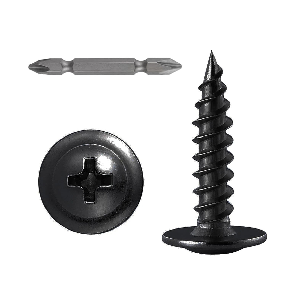 Wensilon (250 pcs)#8×1" Black Truss Head Wood Screws Quick Metal #8×1",