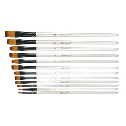 12Pcs Nylon Wool Artist Paint Brushes Fit For Watercolour Acrylic Gouache Tool