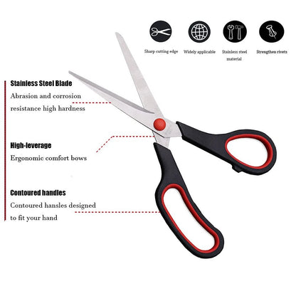 Scissors, Multipurpose office Scissors,8.5 Inch Ultra Sharp Shears, Black
