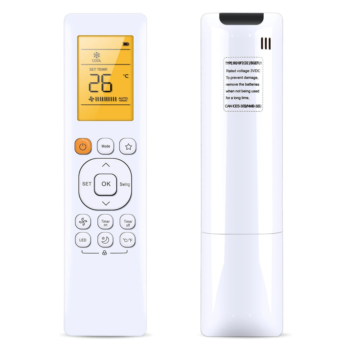 Replace Remote Control For midea COMFORT-AIRE RG10G(D2)/BGEFU1 RG10F2(D2)/BGEFU1