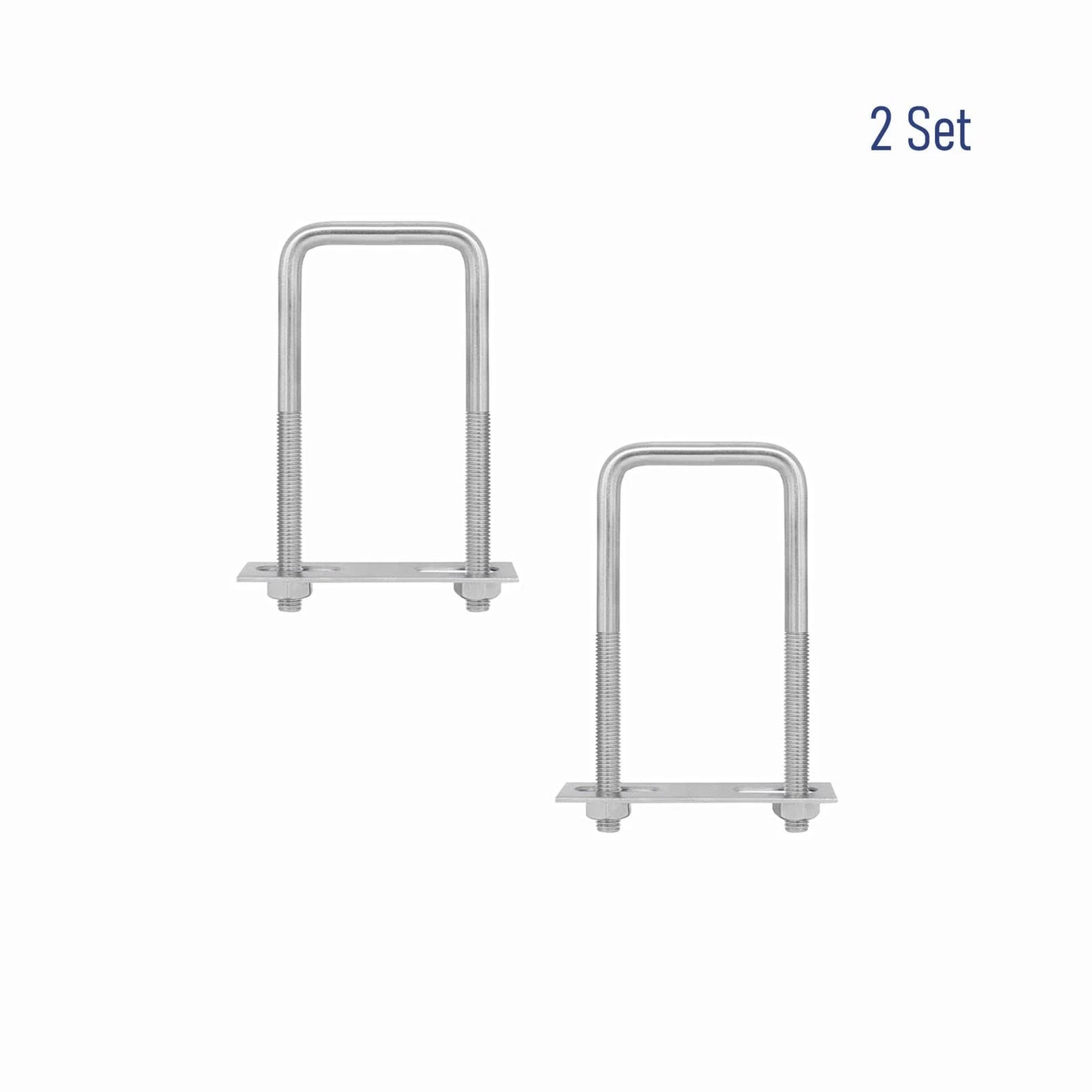 FOCMKEAS 2 Sets 304 Stainless Steel Square U-Bolts 50×80mm (W*L), Silver