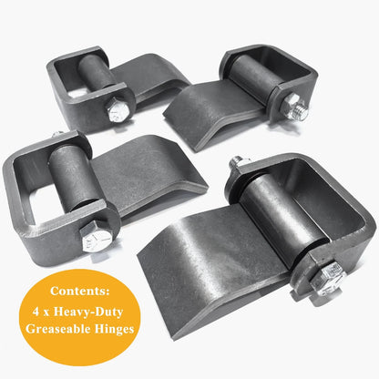 Weld on Trailer Hinges for Dump Trailers, Truck 5-3/8" x 4" Large Size, Black