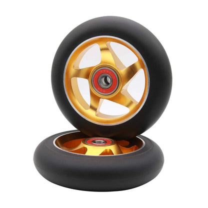 2Pcs 100 mm Pro Stunt Scooter Wheels with Abec 9 Bearings for 100mm, Black