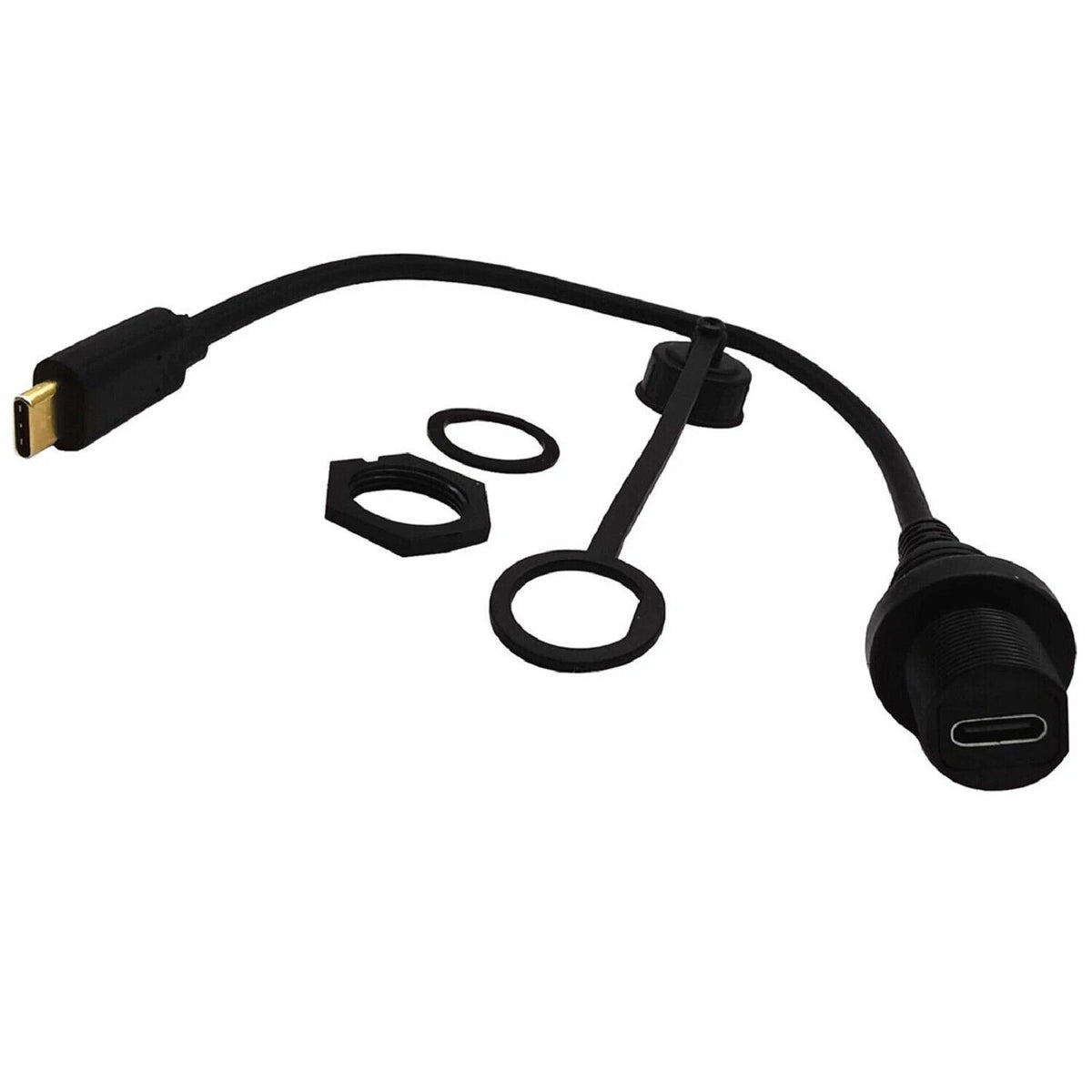 USB 3.1 Type-C Male to Female Auto Yacht Dashboard Extension Waterproof Cable u