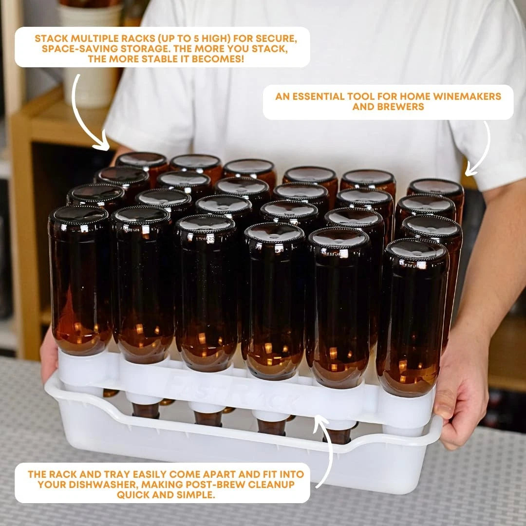 FASTFERMENT - 24-Bottle Drying Rack & Tray| Bottle Tree White