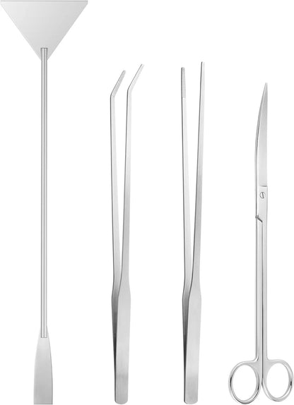 Ohtomber Aquascape Tools Aquarium Kit - 4PCS Terrarium Supplies Silver