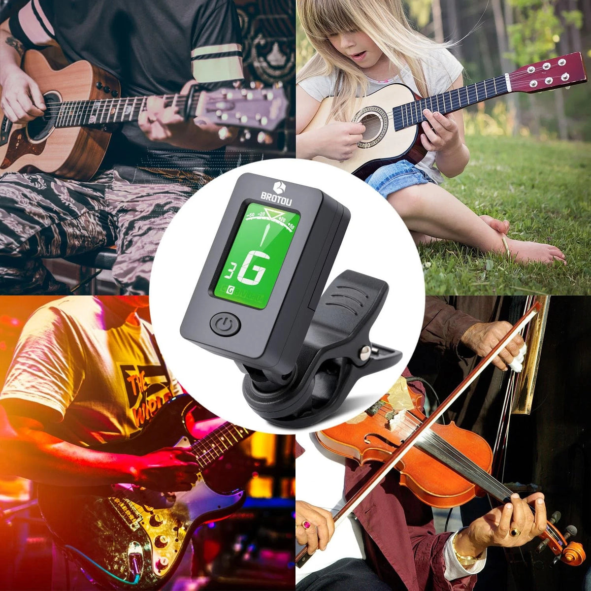 BROTOU Guitar Tuner Clip-On Digital JT-01 Tuner+Capo, Tuner+Cpao