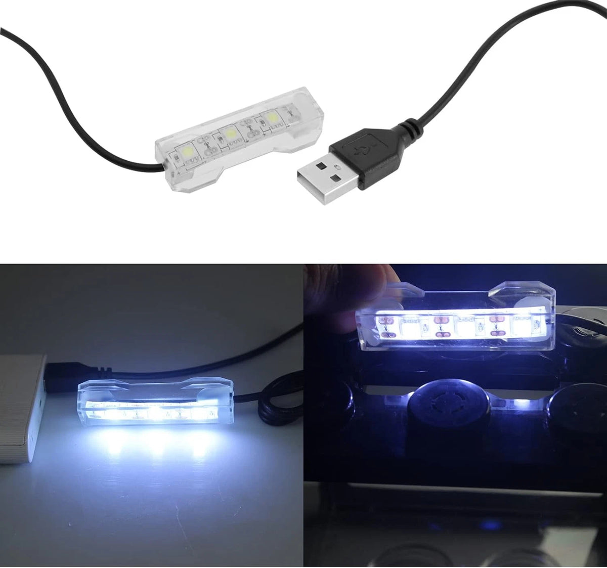 ECSiNG 2Pcs Small Aquarium Light Black Wire White USB Strip Water