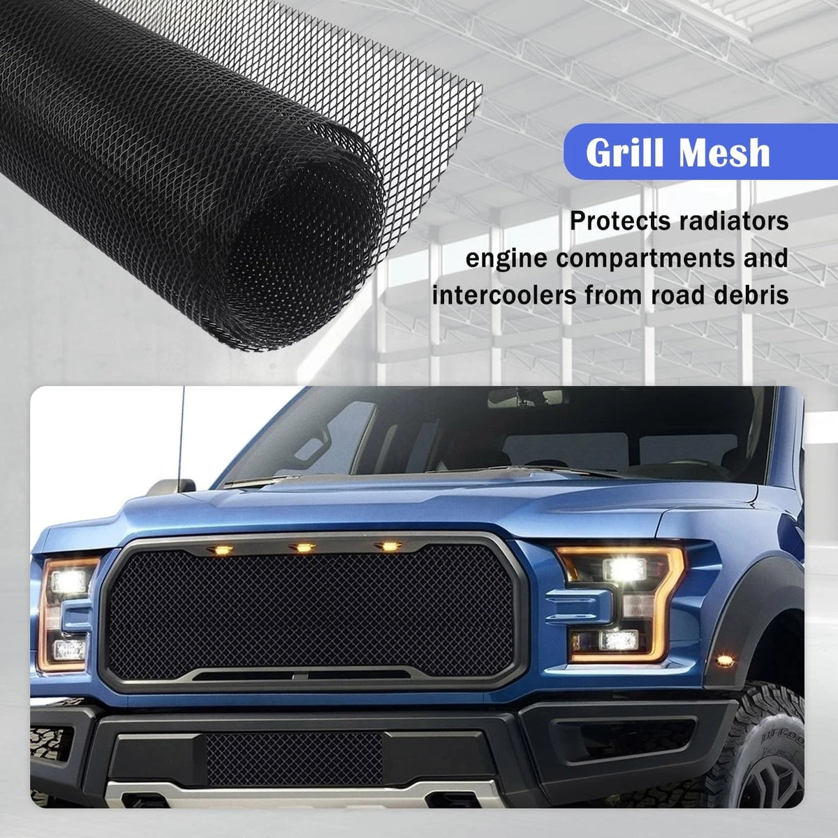 Trimmable Car Grill Mesh,Aluminum Alloy Automotive Grilles,Universal Black