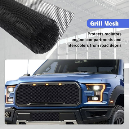 Trimmable Car Grill Mesh,Aluminum Alloy Automotive Grilles,Universal Black