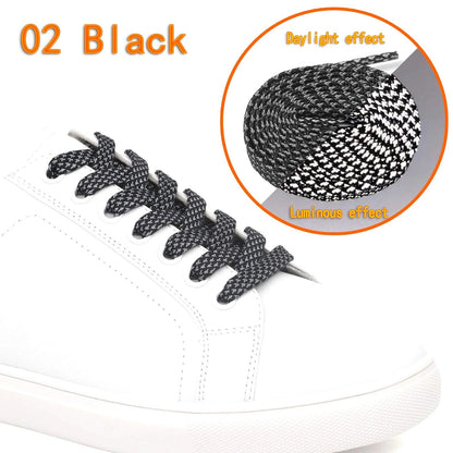 DELELE 2 Pairs Reflective Shoelace Flat Black 63 inch (160CM), 02