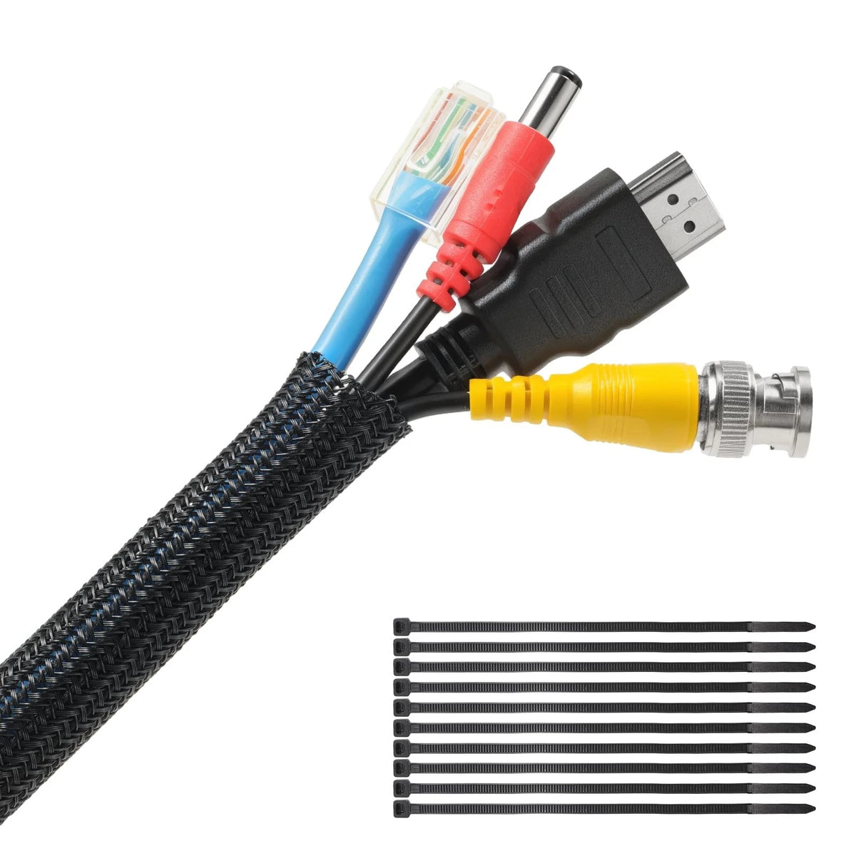 Yecaye 10ft - 1/2 inch Cable Sleeve Cord Protector, Split 1/2"-10ft, Black
