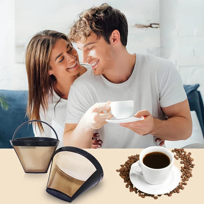 Ainreond 2Pcs Reusable Coffee Filter Basket, No.4 Cone one size, Black
