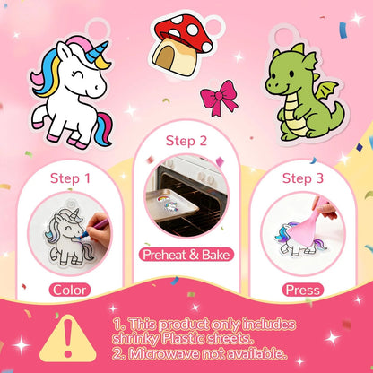 Family Pre-Cut Shrink Art Kit for 8.86*6.69*0.59 inches, Red And Pink