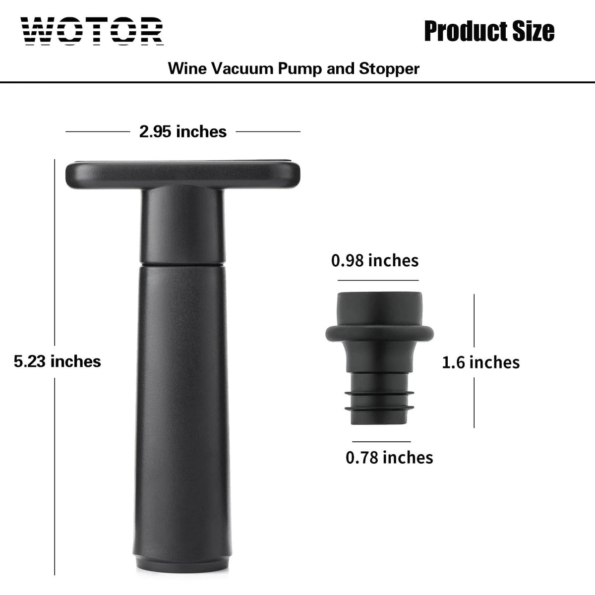 WOTOR Wine Saver Vacuum Pump with 4 Stoppers, 1 + 4 Black