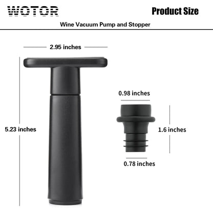 WOTOR Wine Saver Vacuum Pump with 4 Stoppers, 1 + 4 Black