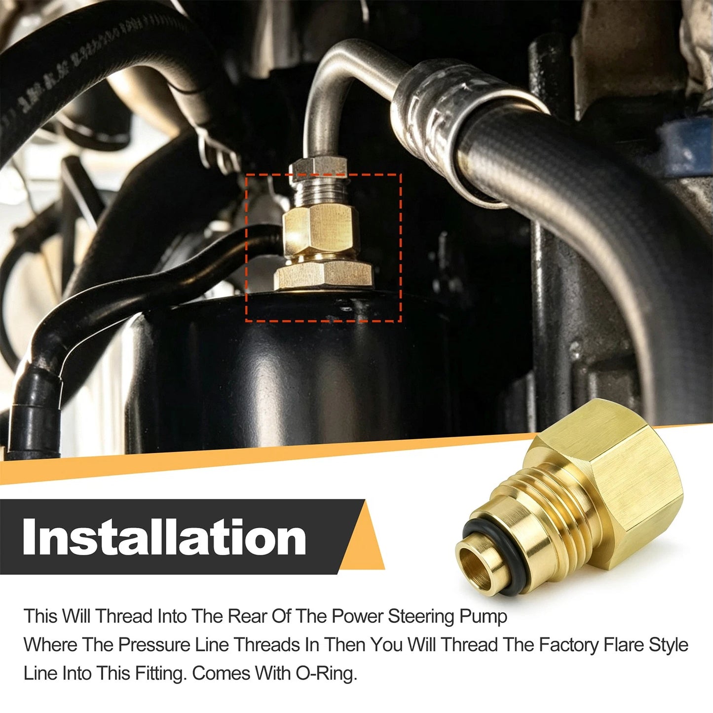 LS1 ENGINE SWAP CONVERSION 3/8 FLARE POWER STEERING BRASS ADAPTER FITTING