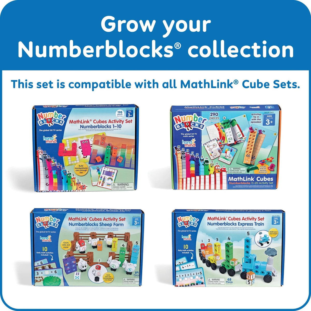 hand2mind Numberblocks Express Train MathLink Cubes Medium, Multicolor