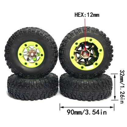 4pcs Rubber Tire Tyres with Wheel Rims for WLtoys 12428 12423 1/12 RC Buggy Car