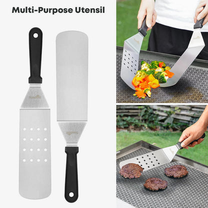 Stanbroil Stainless Steel Griddle Food Mover, 3 PCS 13" x 7", Silver/Black