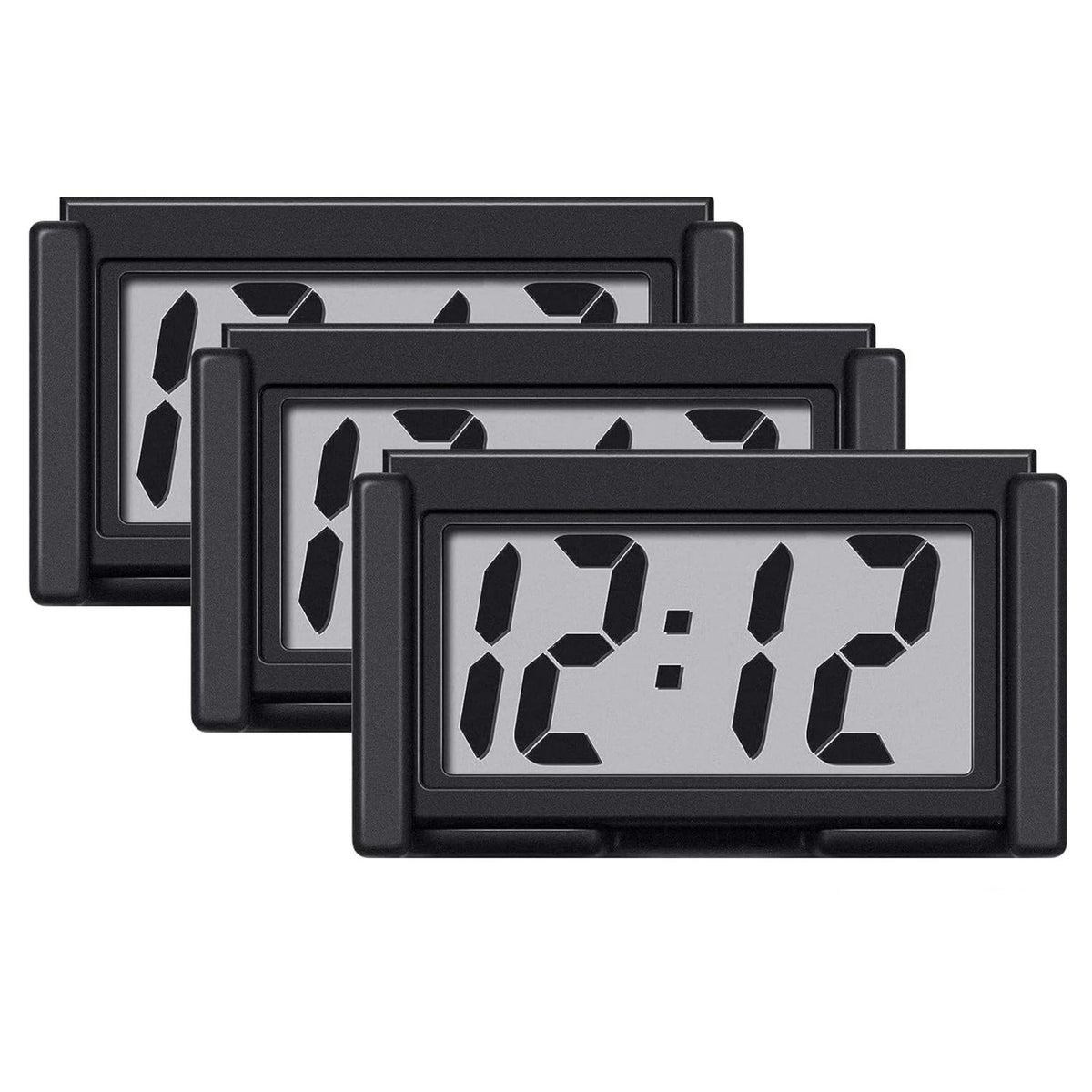 Durable 3 Pack Mini Digital Clock Small Adhesive Stick On Battery Operated Clock