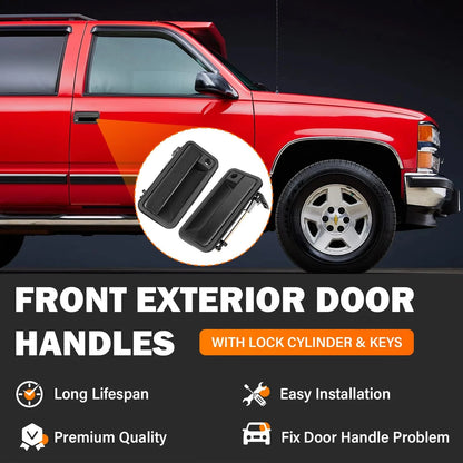 Yinlowa Exterior Door Handles w/Lock Cylinder & Keys for Chevy C1500 Black