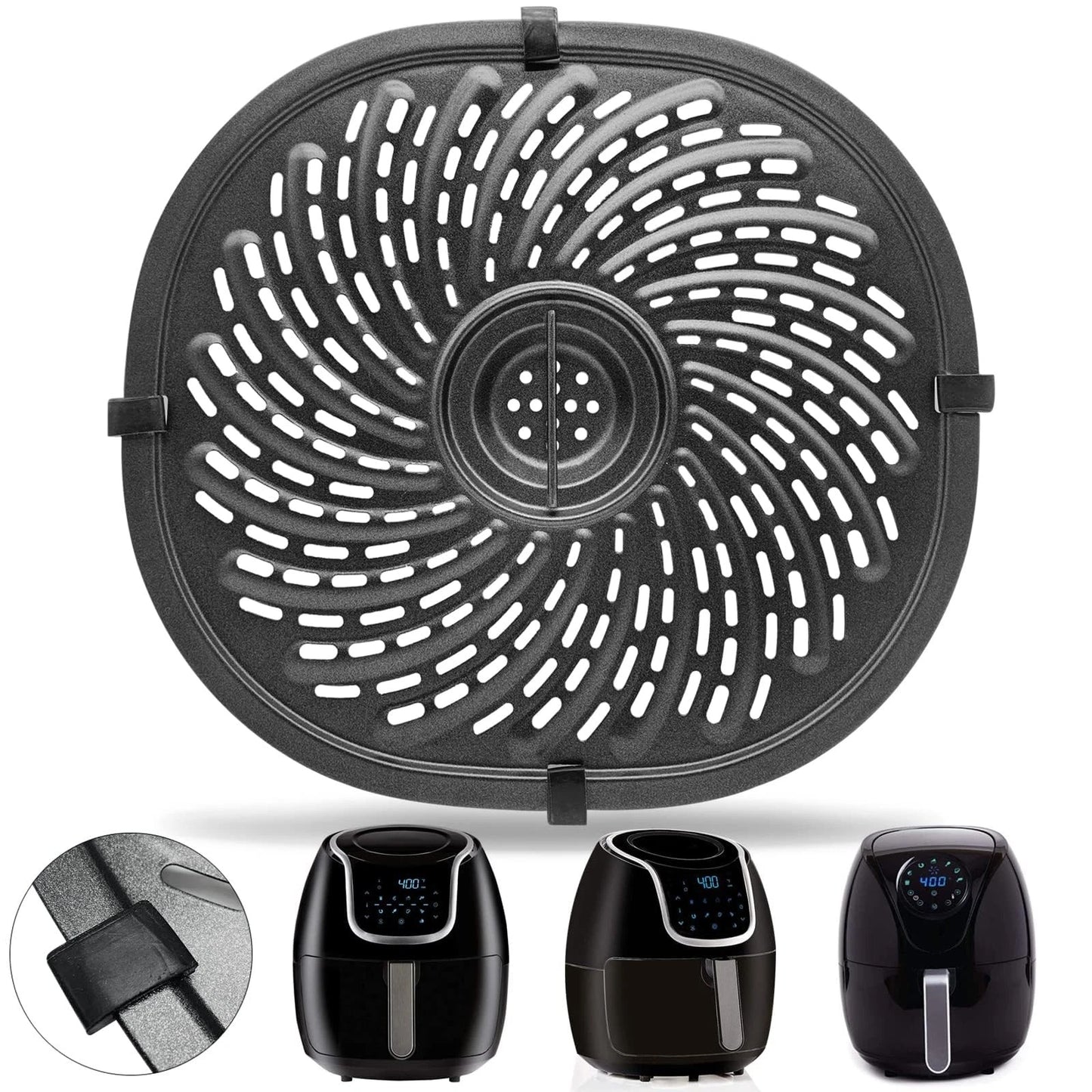 Air Fryer Grill Pan For Power XL Gowise 7QT,Nonstick Coating 7QT, Black