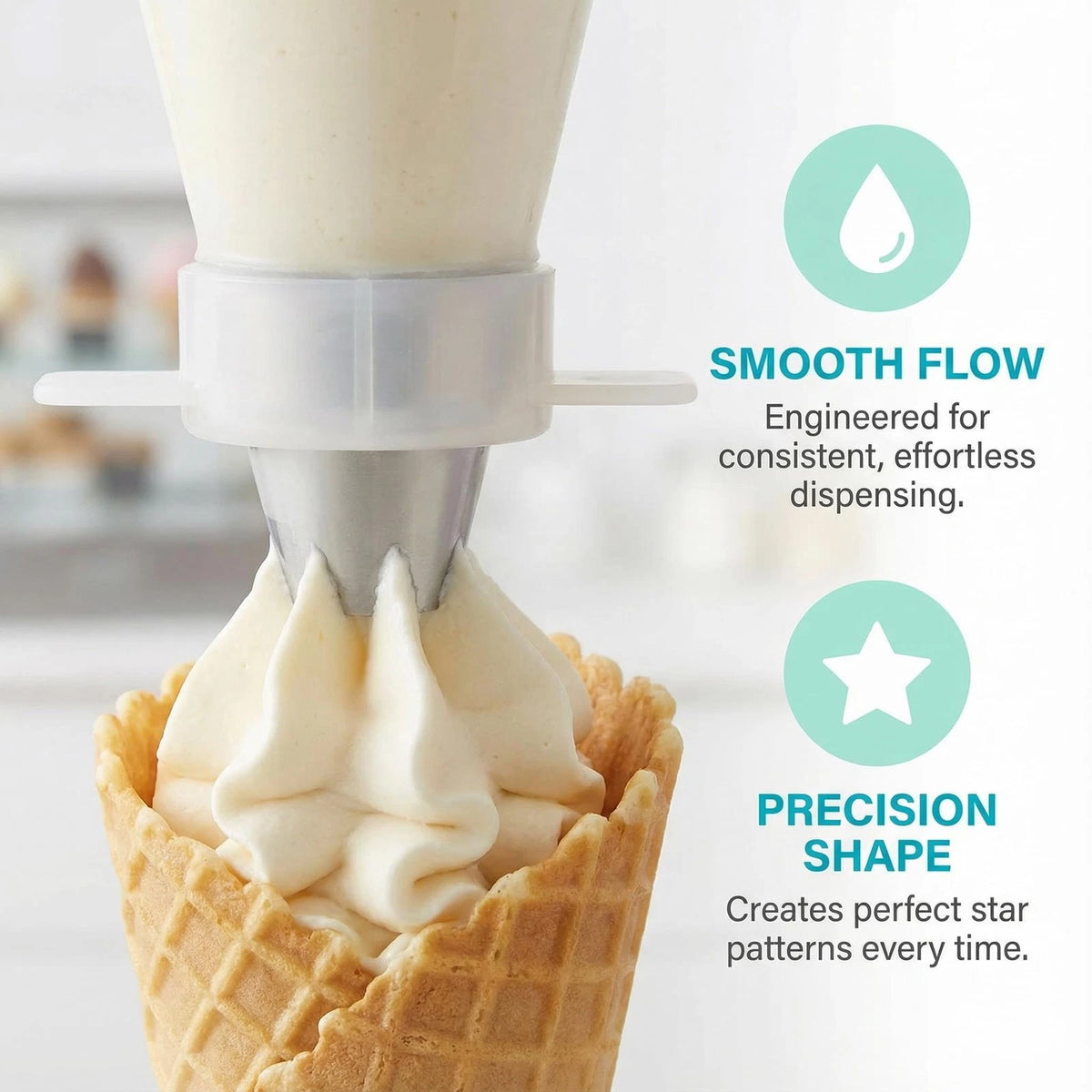 5PCS Ice Cream Maker Nozzles Star Shaped Soft Serve 4.80X4.20X0.90CM, White