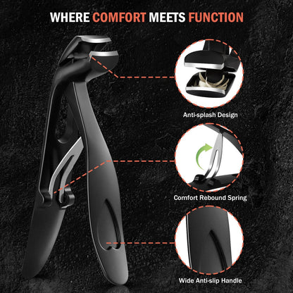 BEZOX Angled Head Toe Nail Clippers for Seniors Thick Small, Sand Black