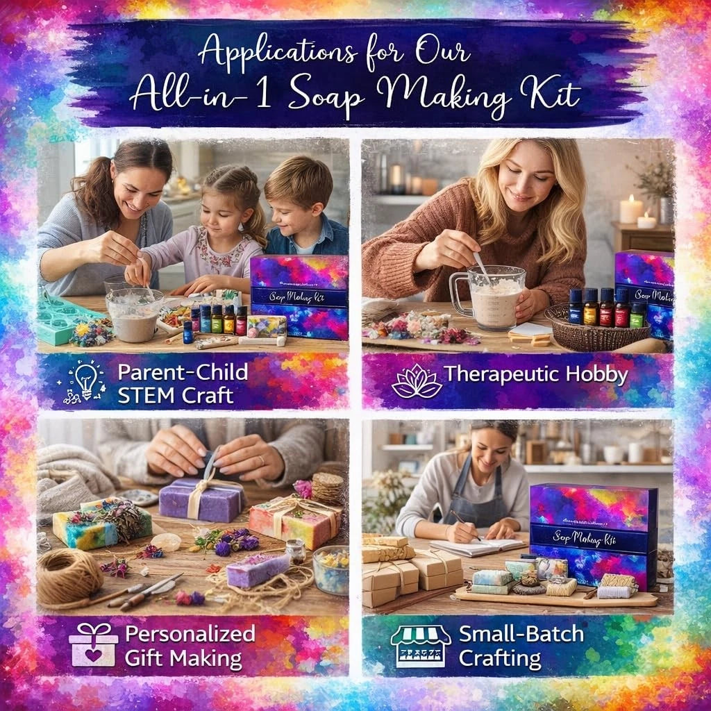 Soap Making Kit for Adults, Standard, Pink, Purple, Blue, Green, Yellow, Red